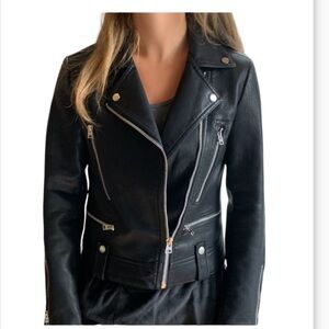 TOPSHOP Moto Faux Leather Bikercore Jacket women size 6 NEW